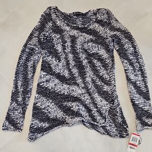 INC International Concepts Monochrome Long Sleeve Sweater Tee